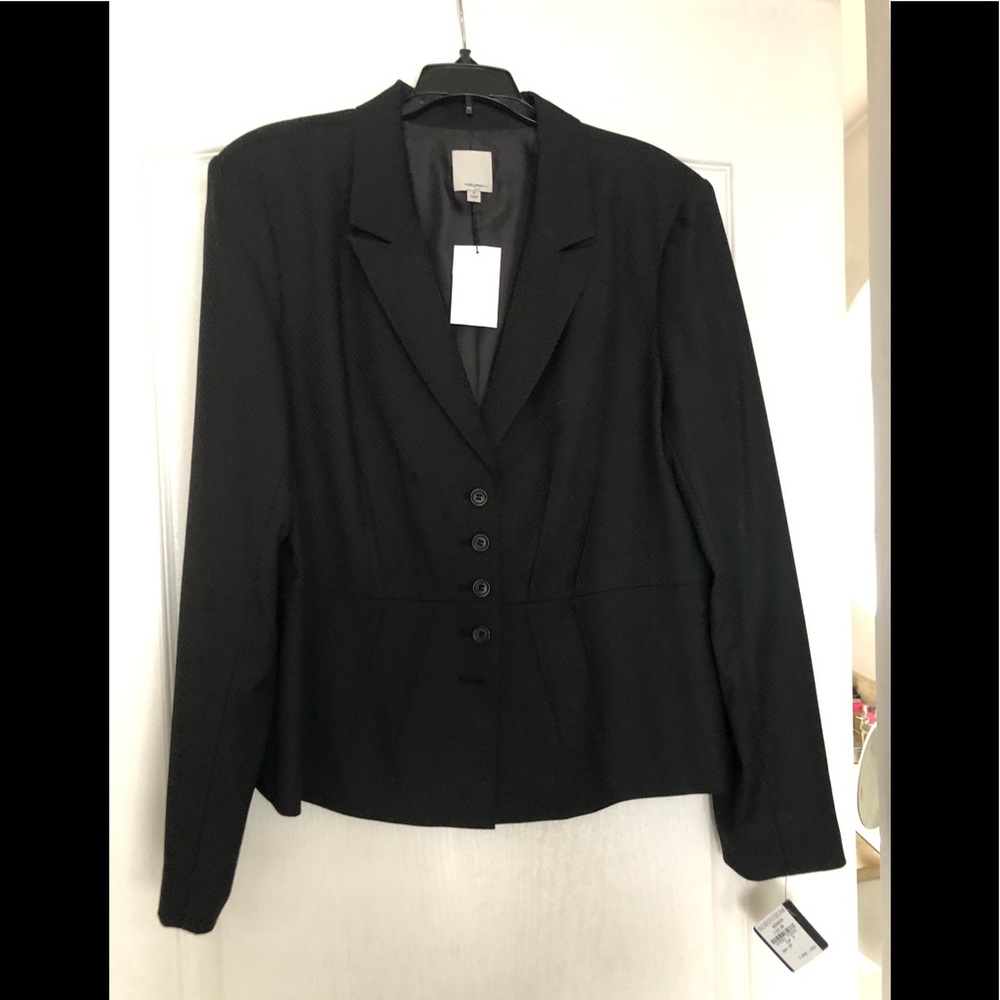 Halogen Pleated Jacquard Suit Jacket Black Combo